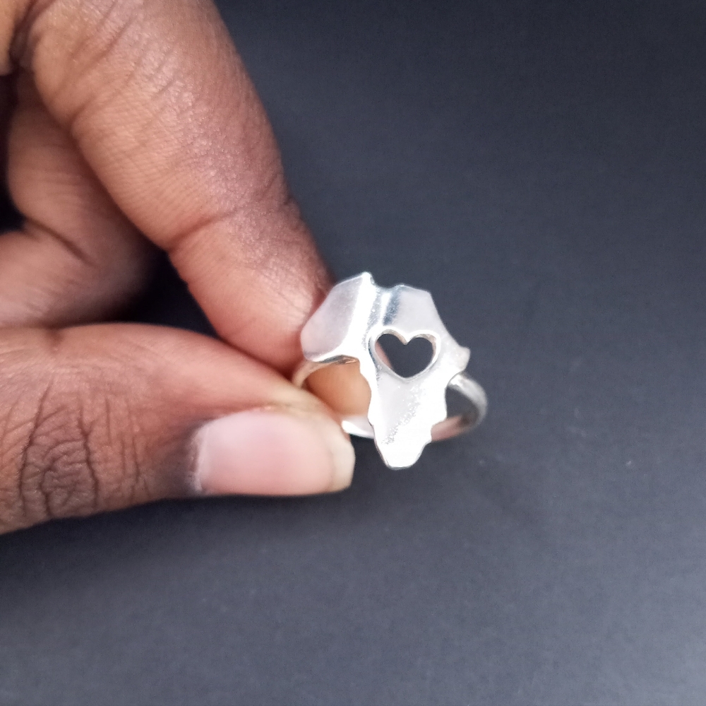 HANDMADE LOVE ❤️ AFRICA RING .925 STERLING SILVER RING - Picture 3 of 4